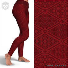 Load image into Gallery viewer, Platonic Energy (Burgundy &amp; Black) Yoga Leggings
