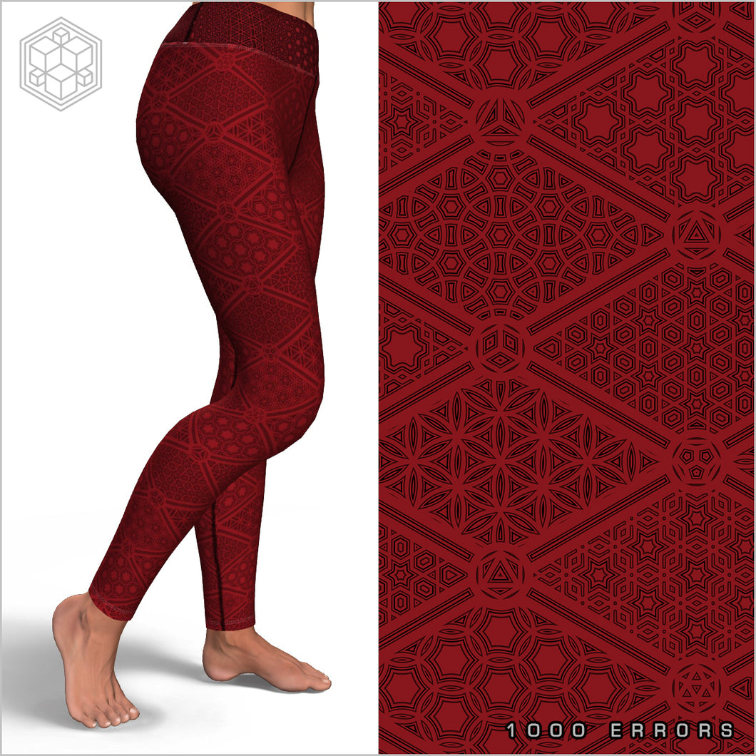 Platonic Energy (Burgundy & Black) Yoga Leggings