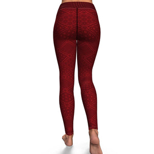 Platonic Energy (Burgundy & Black) Yoga Leggings