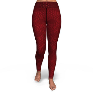 Platonic Energy (Burgundy & Black) Yoga Leggings